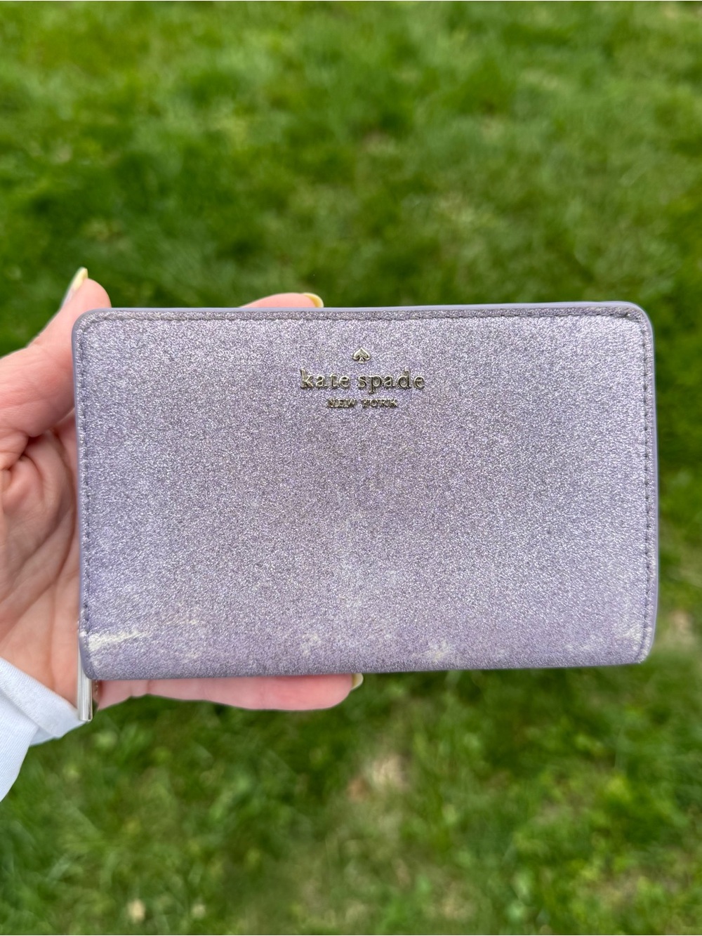 kate spade Lavender Glitter Zip-Around Wallet